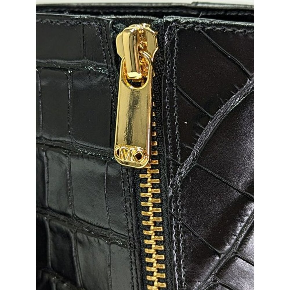 Michael Kors Black Croc-Embossed Heeled Boots - Picture 10 of 12